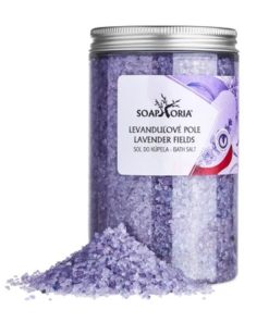 Levanduľové pole soľ do kúpeľa, organická slovenská prírodná kozmetika Soaphoria s vysokým obsahom minerálov, Bez farbív, chemikálií.