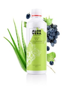 Aloe vera drink hroznový 99,5% aloe vera gel na pitie s kúskami aloe vera Barbadensis Miller, prírodný výživový doplnok. Produkty aloe vera