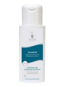 BIOTURM šampón na suchú a šupinatú pokožku - bio šampón pri psoriáze - bio vlasová kozmetika. Neobsahuje silikóny, syntetické vône, farbivá, parafínový olej