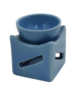 Aromalampa modrá hranatá malá keramická s extra hlbokou miskou, je vhodná ako darček pre ženu i muža. Elegantný moderný bytový doplnok