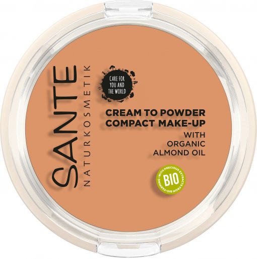 BIO kompaktný make up 03 Cool Beige SANTE - vysoké krytie s mandľovým olejom. 100% čisto bio kozmetika. Poskytuje pleti dlhotrvajúcu hydratáciu.