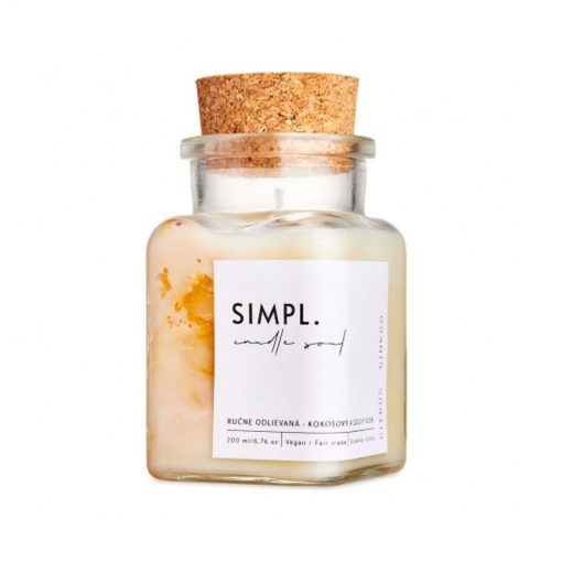 Eko sviečka SIMPL citrus-ginko - prírodná rastlinná sviečka. Nevšedné vonné esencie a kúsok prírody. Ručne odlievaná sviečka z rastlinných voskov