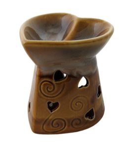 Aromalampa Srdiečka - hnedá keramická s extra hlbokou miskou, je vhodná ako darček pre ženu i muža. Elegantný moderný bytový doplnok