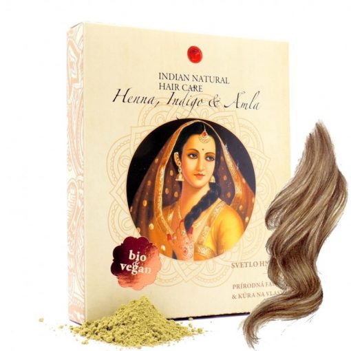 BIO Henna svetlo hnedá - 100% prírodná, vegánska kozmetika. Vlasy vyživuje, lepšie použiť práve čistú hennu. BIO vlasová kozmetika