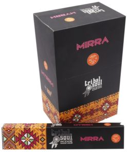Vonné tyčinky MYRHA podľa tradičnej ajurvédskej receptúry v Indii. Pri výrobe sa používa iba prírodný prášok z dreva, práškové kadidlo