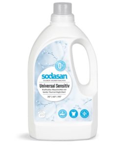 Universal Sensitiv prací gél Sodasan je ekonomický prací prostriedok bez vôní pre hĺbkovú čistotu a žiarivé farby s najlepšou znášanlivosťou pokožky.