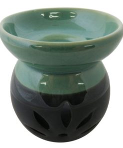 Aromalampa zeleno-čierna, elegantný bytový doplnok. S extra veľkou odparovacou miskou, bledohnedej farby. Darček pre ženu i muža