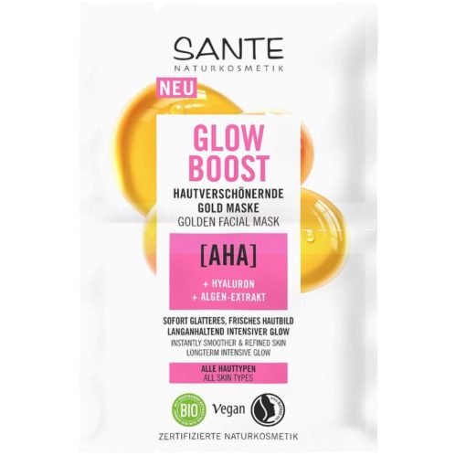 Zlatá maska GLOW BOOST bio okamžite zaisťuje hladšiu a napnutú pleť. AHA má exfoliačný účinok. Bez silikónov, parabénov, mikroplastov