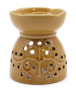 Aromalampa medová STROM keramická, elegantný bytový doplnok. S extra veľkou odparovacou miskou, bledohnedej farby. Darček pre ženu i muža