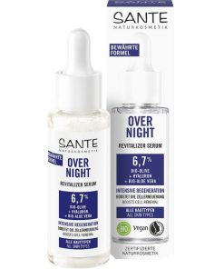 Nočné revitalizačné sérum OVER NIGHT je bio pleťová kozmetika 30+. Pre pocit hladkej pokožky. Noc čo noc sa pleť obnovuje, hydratuje,