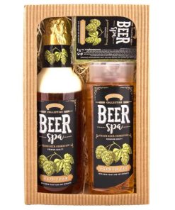 Darčeková kazeta Beer Spa XL - pivná kozmetika pre mužov i ženy, obsahuje extrakty z pivných kvasníc a chmeľu. Sprchový gél 250 ml, šampon