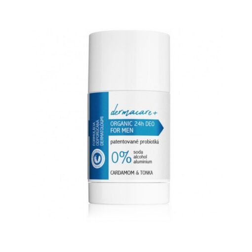 24h MEN organický dezodorant s prebiotikami a probiotikami bez sódy, hlinína a alkoholu. Tuhý deodorant pre citlivú pokožku. Pánsky deo stick