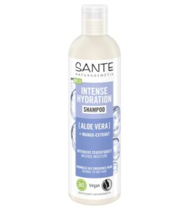 BIO šampón Intenzívna hydratácia od značky Sante s kyselinou hyalurónovou a trojitým proteínovým komplexom. Bez silikónov, bez toxínov.