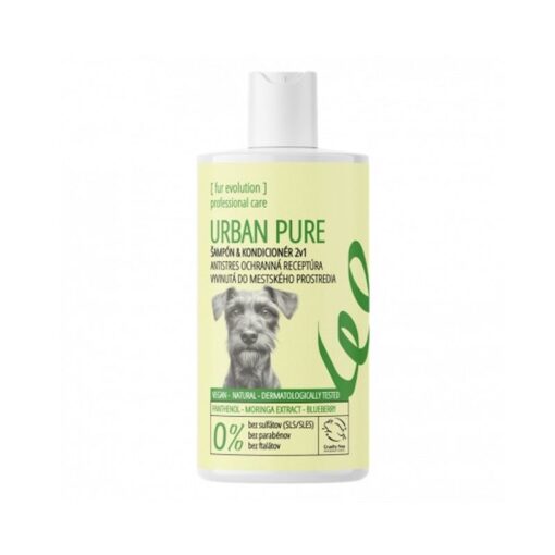 URBAN PURE šampón & kondicionér 2v1 pre psov a mačky antistresový pre mestské psy. Ochrana pred znečistením, regenerácia a lesk srsti