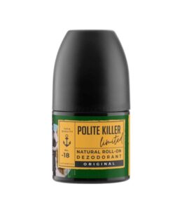 Polite Killer pánsky roll-on deodorant Soaphoria bez hliníkových solí a alkoholu. Vôňa ťažšia, zemitá a hlboká, odhaľuje vedomú eleganciu