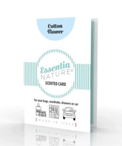 Vonná karta COTTON FLOWER Essentia neobsahuje prach ani granule, nefarbia, nemastia. Zaveste či položte, kam chcete dostať príjemnú vôňu
