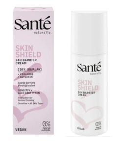 Skin Shield 24h Barrier krém BIO Sante upokojujúci účinok na citlivú, suchú alebo reaktívnu pleť. Intenzívna starostlivosť pre hodvábne jemnú pokožku