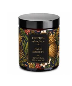 PALM Society botanická sójová sviečka tropická svieža vôňa letnej dovolenky. Ekologická sviečka bez toxických látok a ropných zložiek